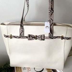 Charming Charlie Snake Print Bow Large Tote (WITH TAG)